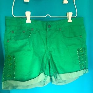 Prana green denim shorts